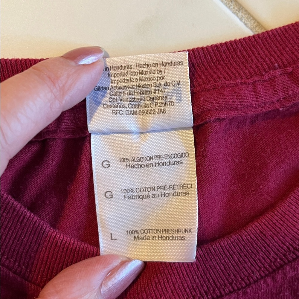 TRADER JOE’S Burgundy Long Sleeve Tee with BOSTON reusable grocery bag - Picture 4 of 4